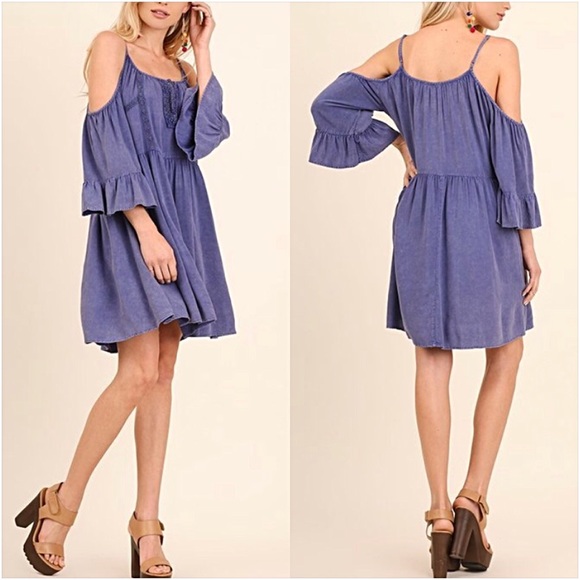 Boho Beauty Purple Cold Shoulder Tunic Dress SMLXL - Picture 3 of 8